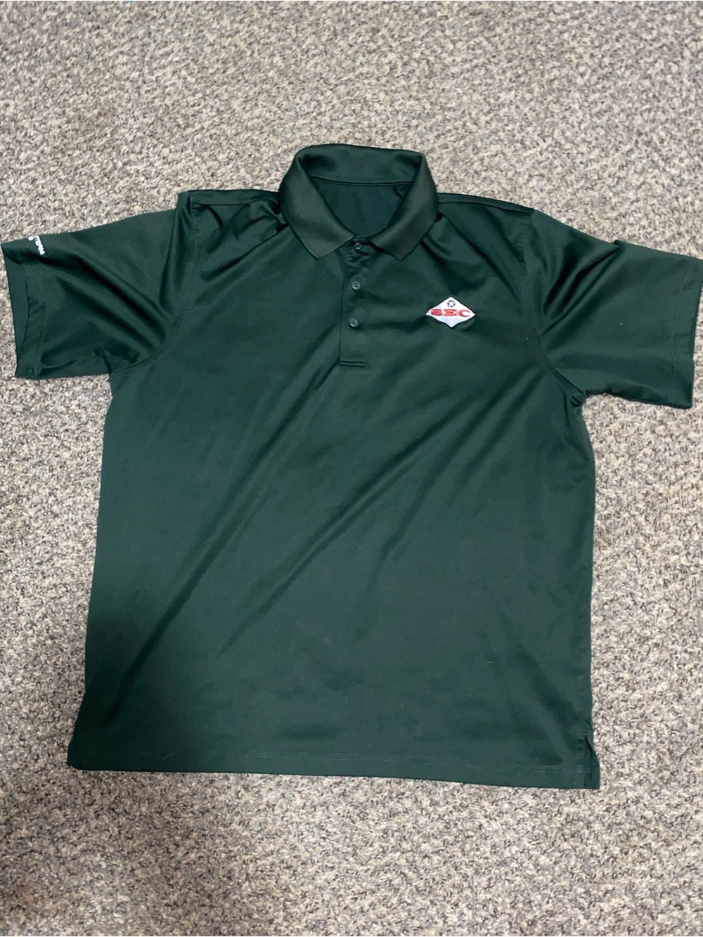 Men's Dark Green Performance Polo with Chest Emblem